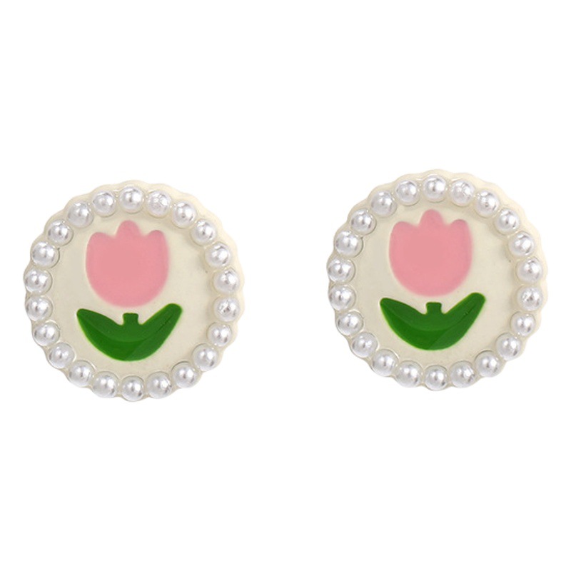 French Style Super Fairy Elegant All-match Tulip Flower S925 Silver Needle Small Mori Style Design Ear Studs Earrings Women