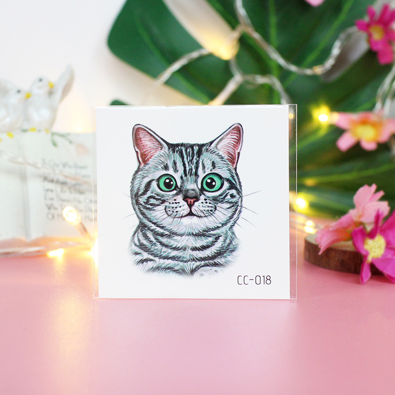 Picture of Cat and Dog Tattoo Stickers Waterproof Girls/Kidsren Cute Little Stickers Cartoon Animal Pet Tattoo Stickers