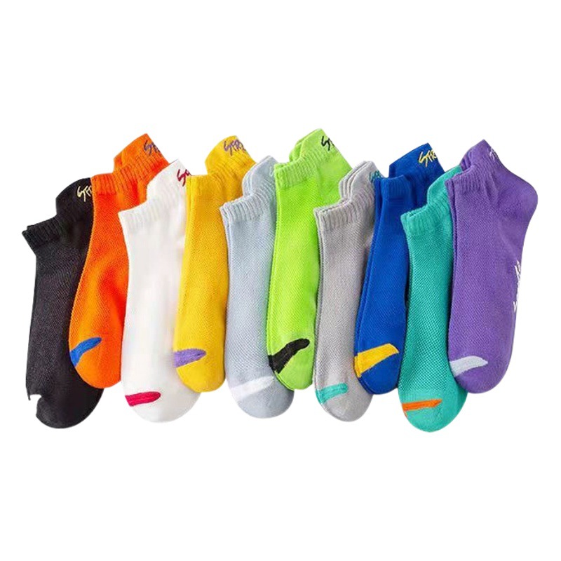 Socks Men's Summer Thin Odor-proof Low-top Boat Socks Korean Fashionable Mesh Sports Anti-sweat and Odor-proof Student Socks for Men