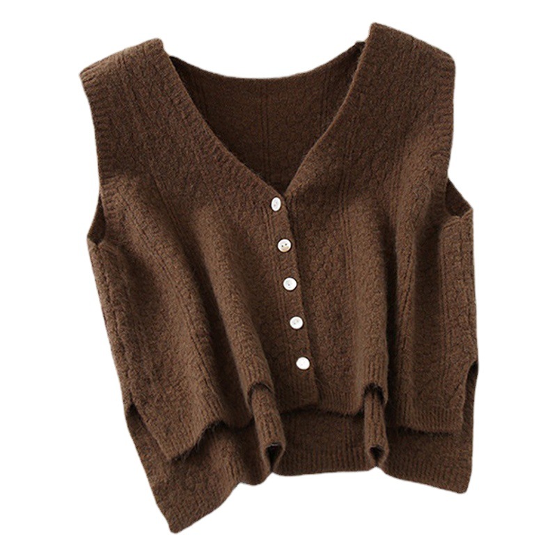 Vest Vest Coat Women's Spring and Autumn Korean Style Instagram Fashionable Vest Outer Waistcoat V-neck All-match Loose Knitted Sweater