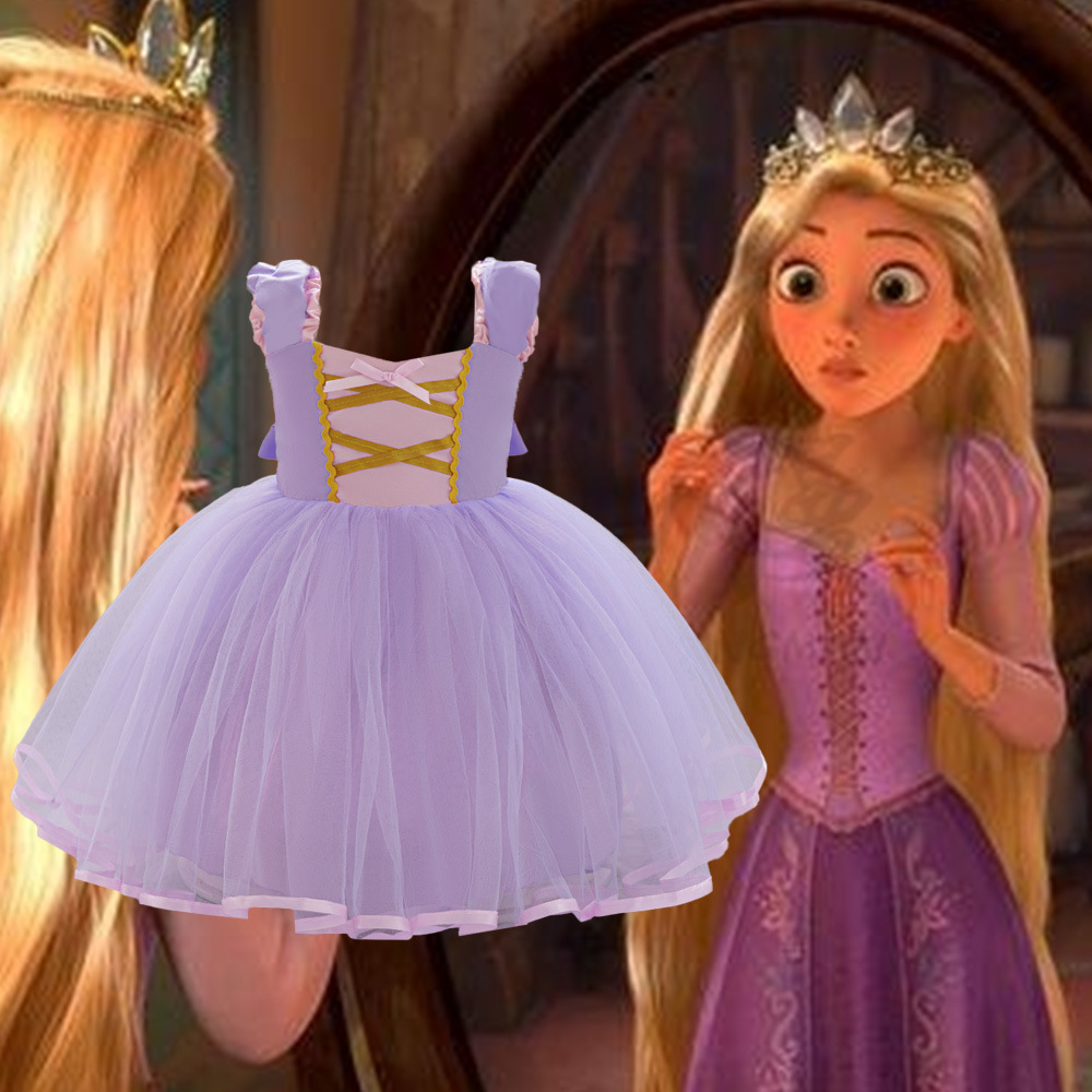 2025 New Rapunzel Dress Girl's Dress Birthday Party Children's Dress Mesh Dress kidsdress