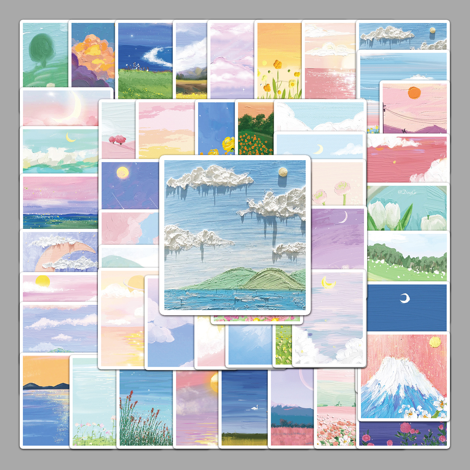 50 pieces of landscape oil painting graffiti personality ins wind small fresh DIY scooter hand book mobile phone luggage sticker