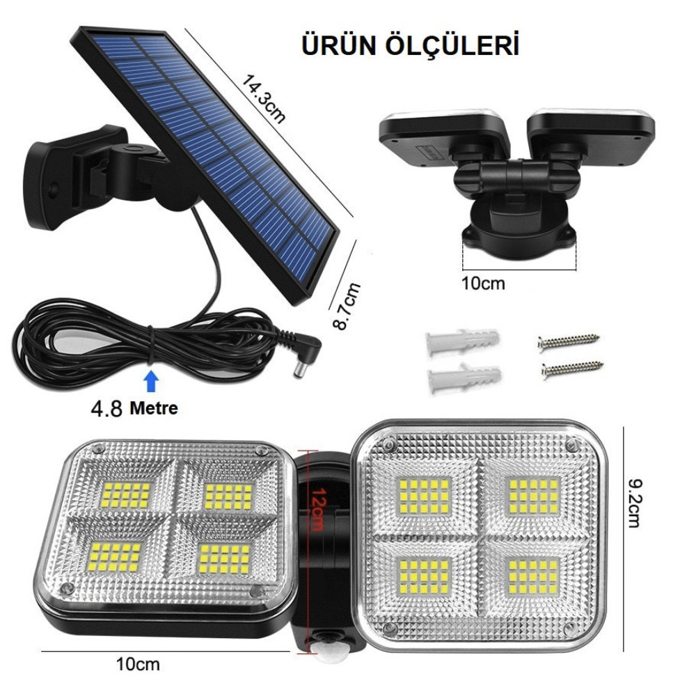 Picture of solar wall lamp outdoor lighting led double head garden light home solar body induction lamp waterproof street light