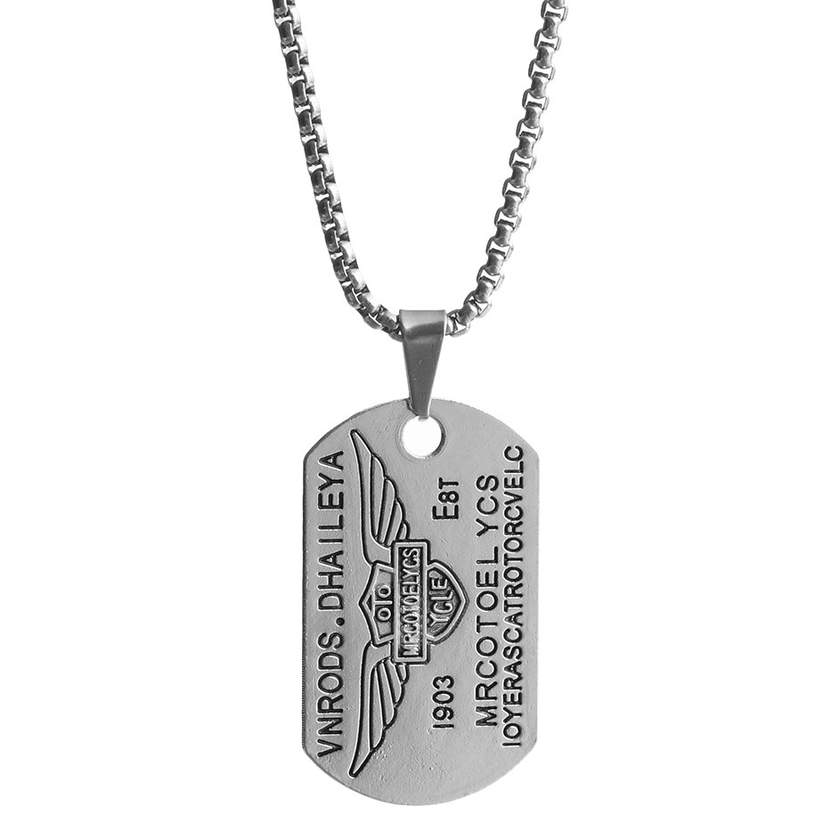 European and American ins Cyber Celebrity Tide Brand Necklace Men's Pendant Military Brand Letter Listing Hip Hop Street Cool Stainless Steel Taigang Chain