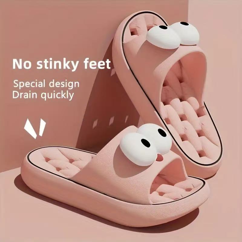 2025 New Big-Eye Sandals for Women, Summer Outer Wear, Thick-Soled Slippers That Feel Like Stepping on Shit, Home Indoor Non-Slip Cute Slippers