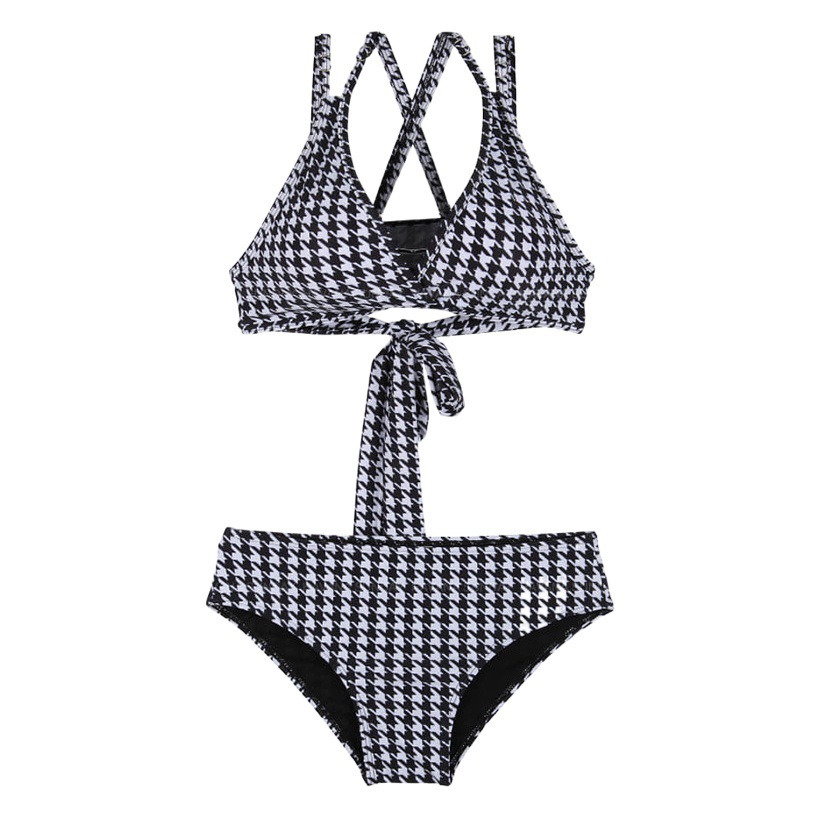 Song Zhiya Swimsuit Women's Hot Spring Split Houndstooth Bikini Single is Hell Sexy Pure Desire