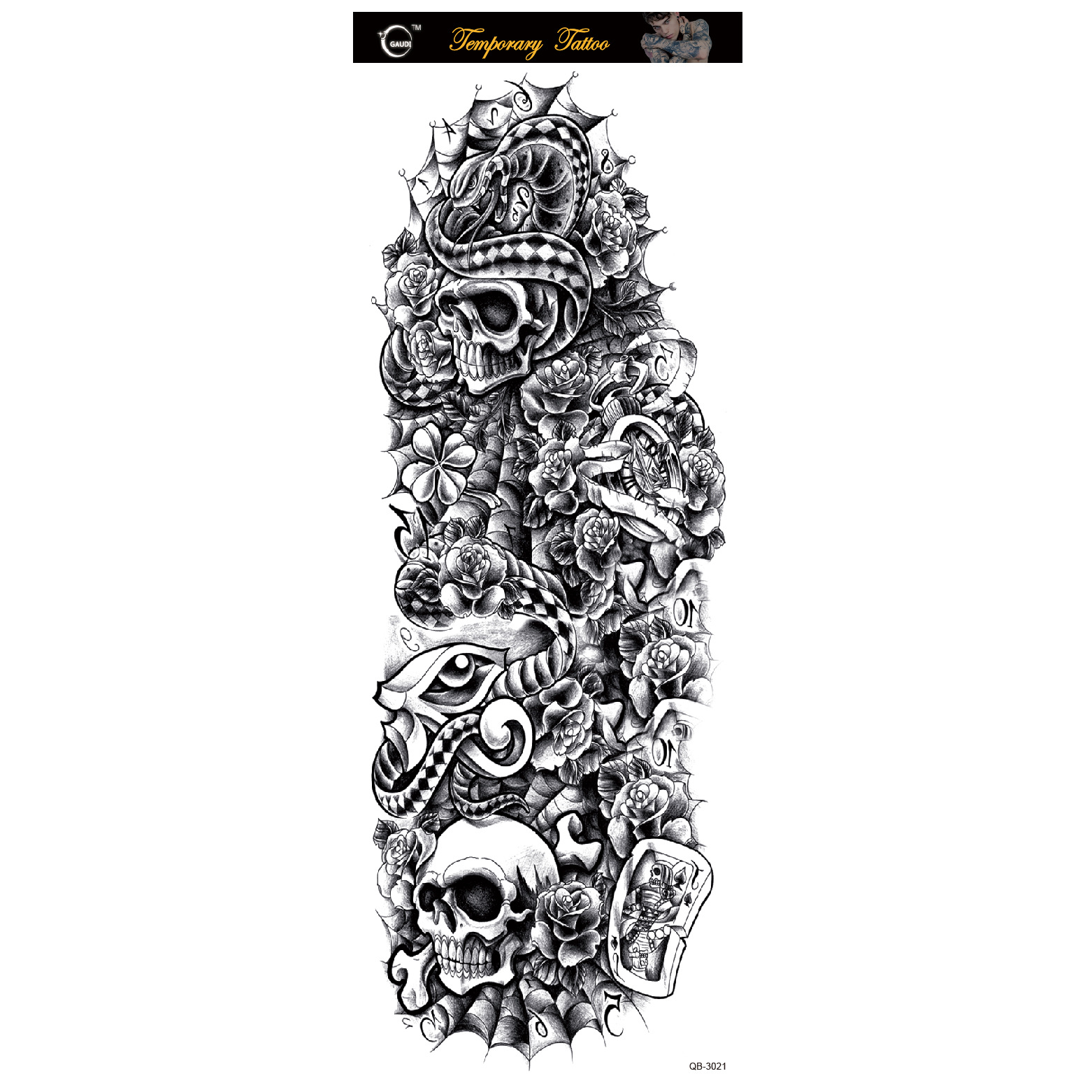 Picture of Large Flower Arm Tattoo Sticker Full Arm Waterproof Tattoo Temporary 400 Optional Full Arm Tattoo Sticker