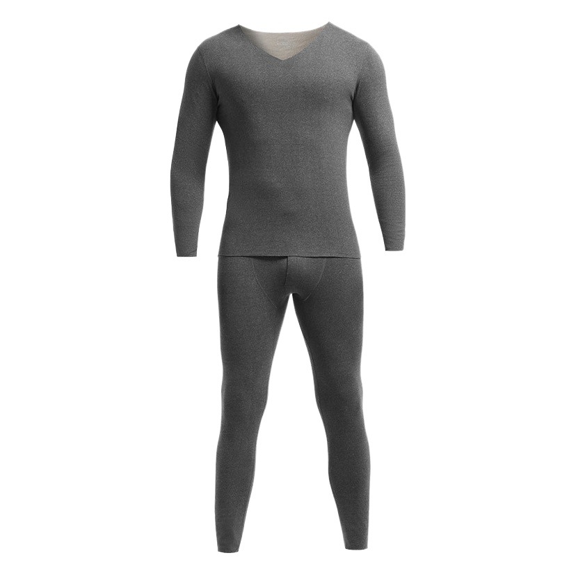 Picture of Men's Autumn Clothes and Pants suit fleece-lined Thickened Bottoming Shirt Slim-fit Seamless Cold-proof Thermal Underwear for Boys in Autumn and Winter