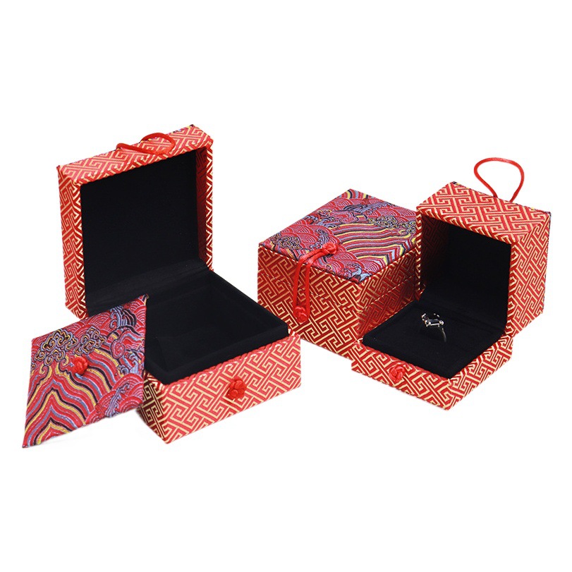 Vintage Forged Cloth Buckle Jade Jewelry Packaging Box Ring Box Jadeite Pendant Bracelet Box Long Chain Box Brocade Box