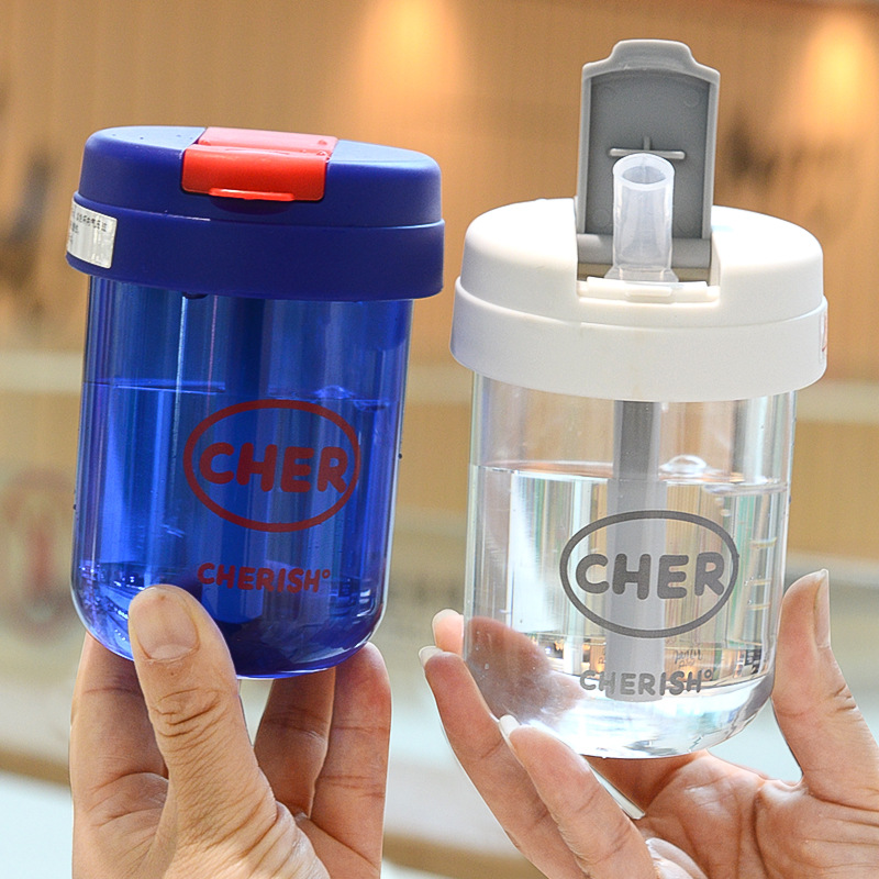 Picture of Wholesale Plastic Cups for Summer, Mini High-Looking Portable Water Bottles for Men and Women, Children's Transparent Plastic Cups with Straws