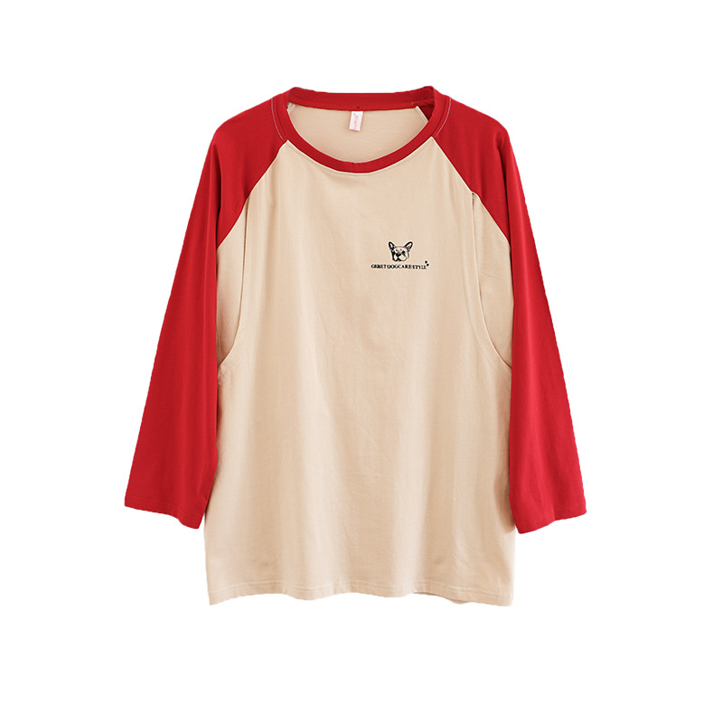 Picture of Breastfeeding Top T-Shirt Hot Mom Style Pure Cotton Outer Wear Spring and Autumn Pregnant Women's Long Sleeve Breastfeeding Moon Dress Women's Large Size