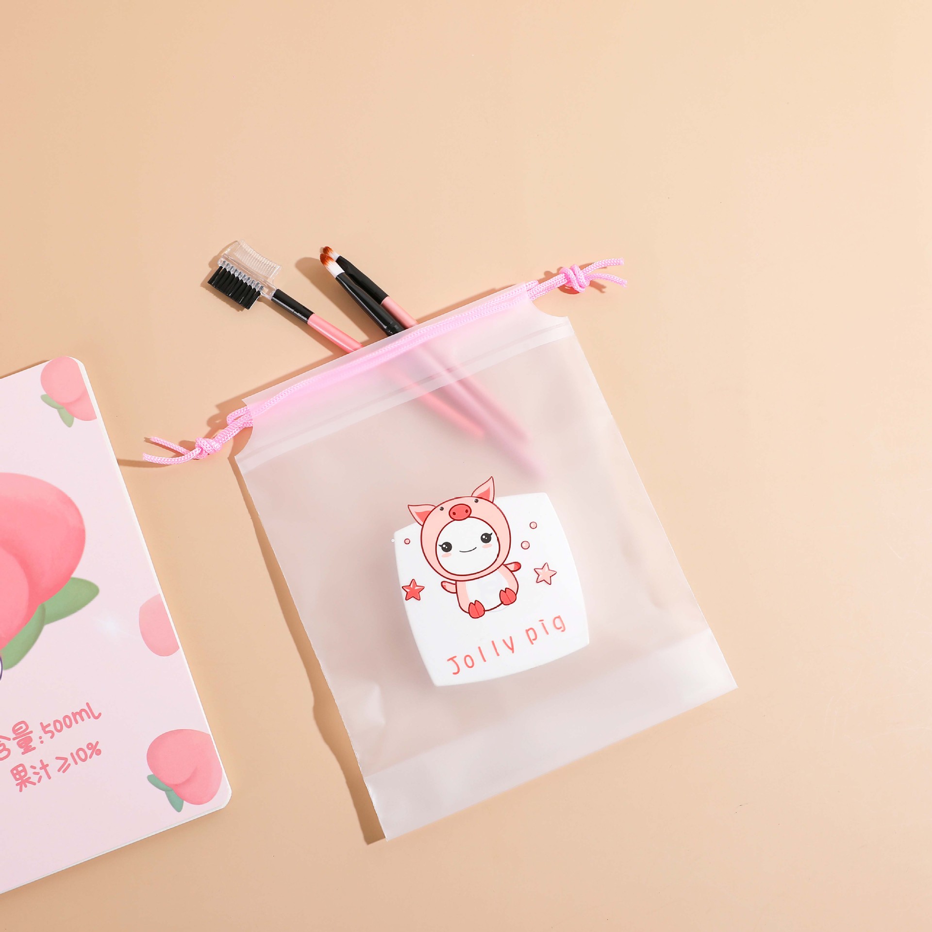 Picture of pe cute portable socks packing bag travel plastic clothing storage bag frosted drawstring bag drawstring bag wholesale
