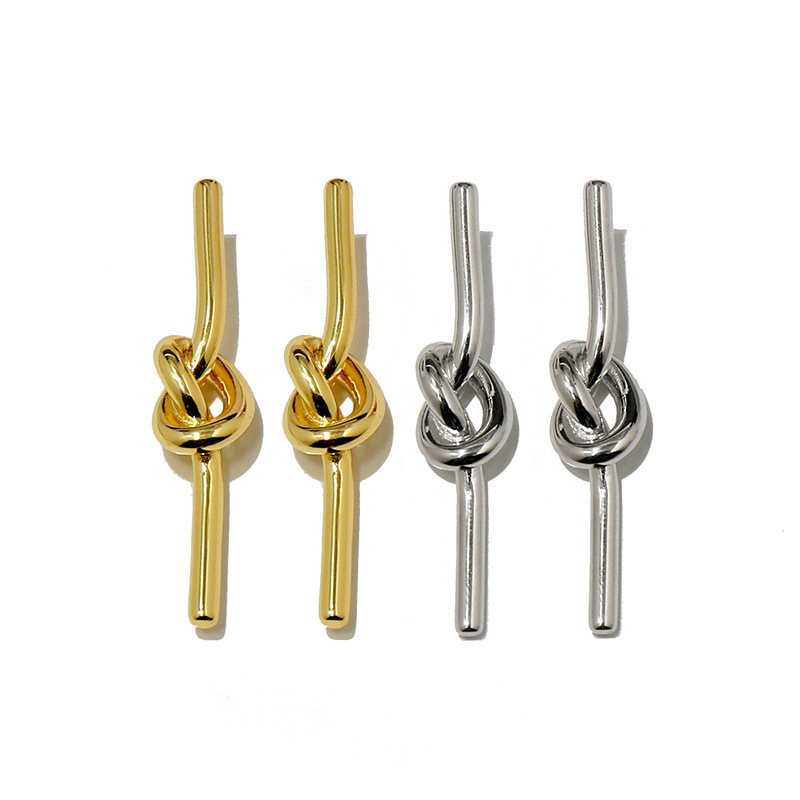 [18] Fragrant Granny Simple Knot Long Metal Earrings Design Gloss Twist French Earrings