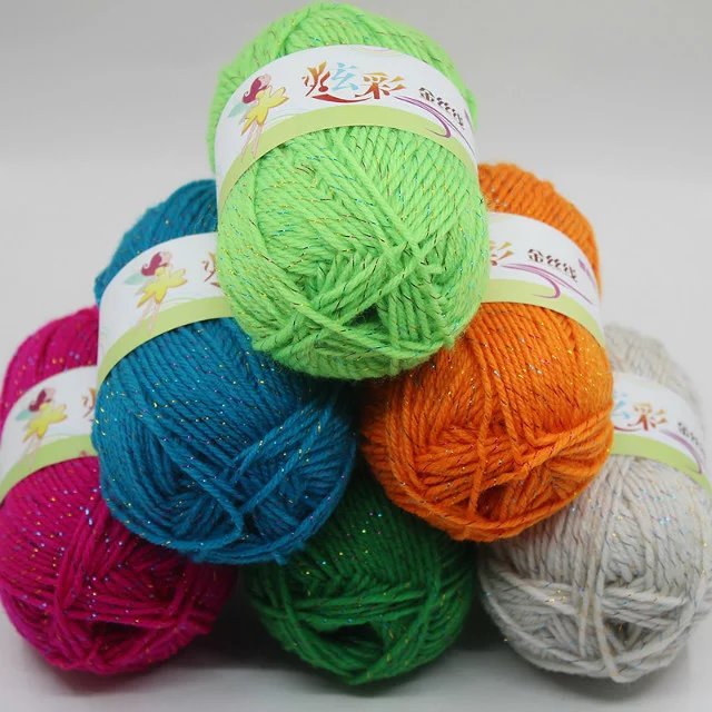 Picture of Acrylic plus color silk thread three color wool bright silk acrylic thread handmade DIY line cross-border foreign trade supply manufacturers wholesale