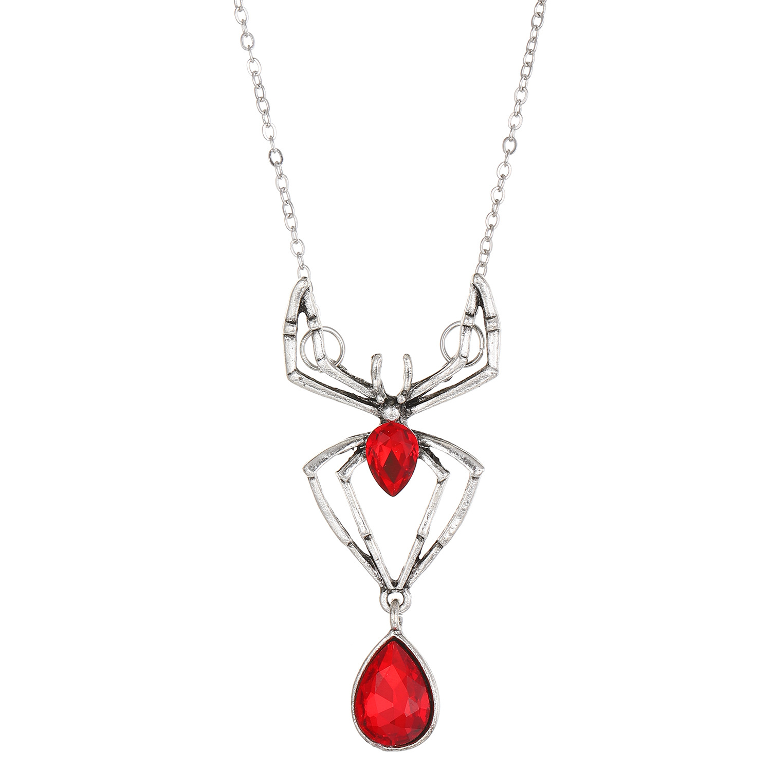 Picture of Halloween jewelry personality exaggerated three-piece spider necklace earrings ring vintage emerald suit accessories