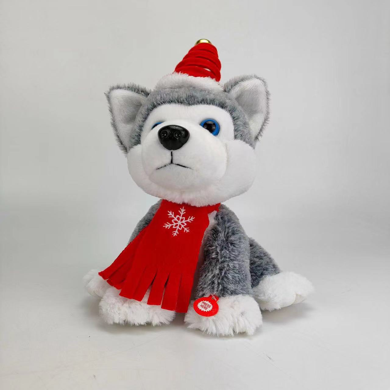 Picture of Christmas electric plush toy gift will sing and dance spin learn to talk Christmas cat dog husky toy