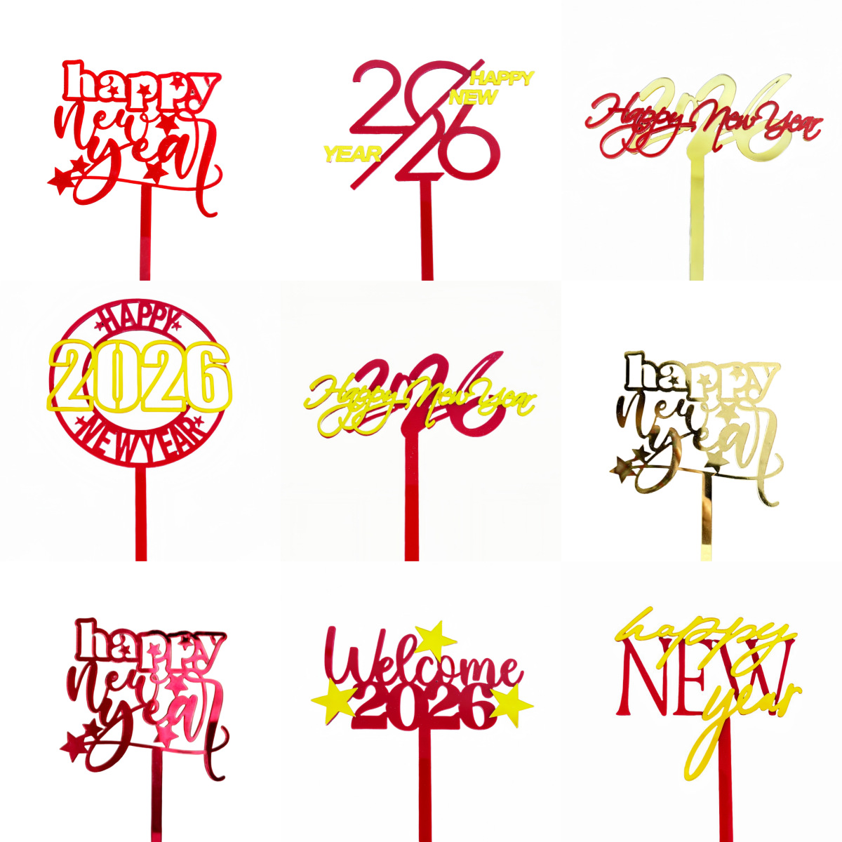 Copyright Ins Style 2026 New Year Acrylic Cake Decoration Happy New Year New Year's Eve Party Supplies