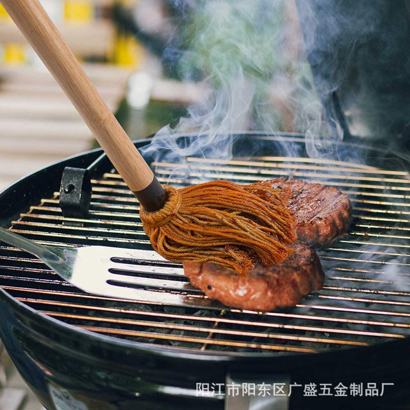 Picture of Amazon BBQ BBQ Feeding Mop Rubber Wooden Handle BBQ Dip Brush Oil Brush Tool Set