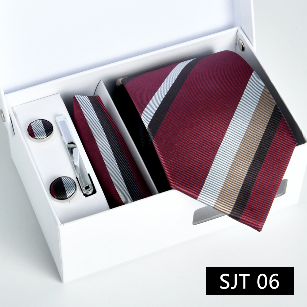 Picture of Tie formal business executive 5-piece gift box wedding = = groom wedding festive wine red in stock new