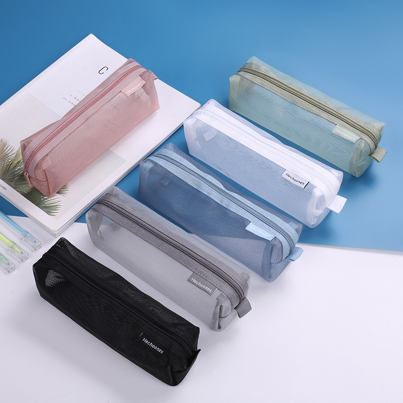Picture of Three-dimensional simple transparent mesh pen bag for students examination stationery bag large capacity portable storage bag wholesale