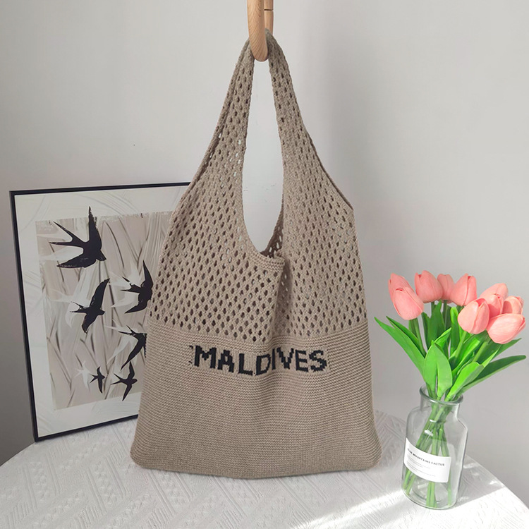 Picture of New Woven Bag Women's Letter All-match Knitted Shoulder Bag Fashion Large Capacity Tote Bag Handbag Maldives