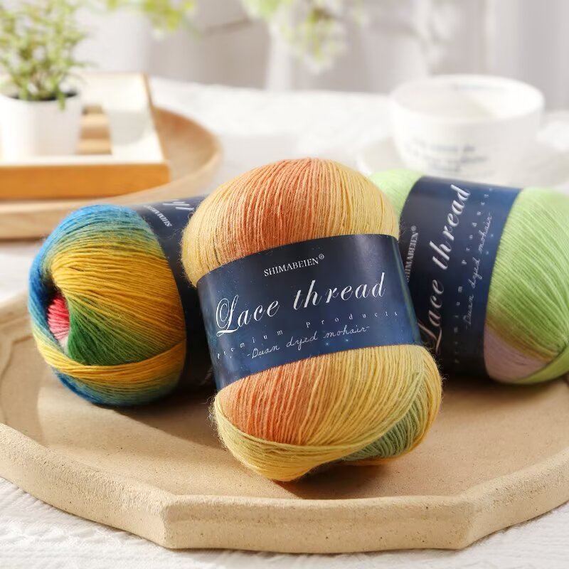 rainbow segment dyed wool wool diy handmade woven lady shawl scarf sweater coat magic ball lace thread