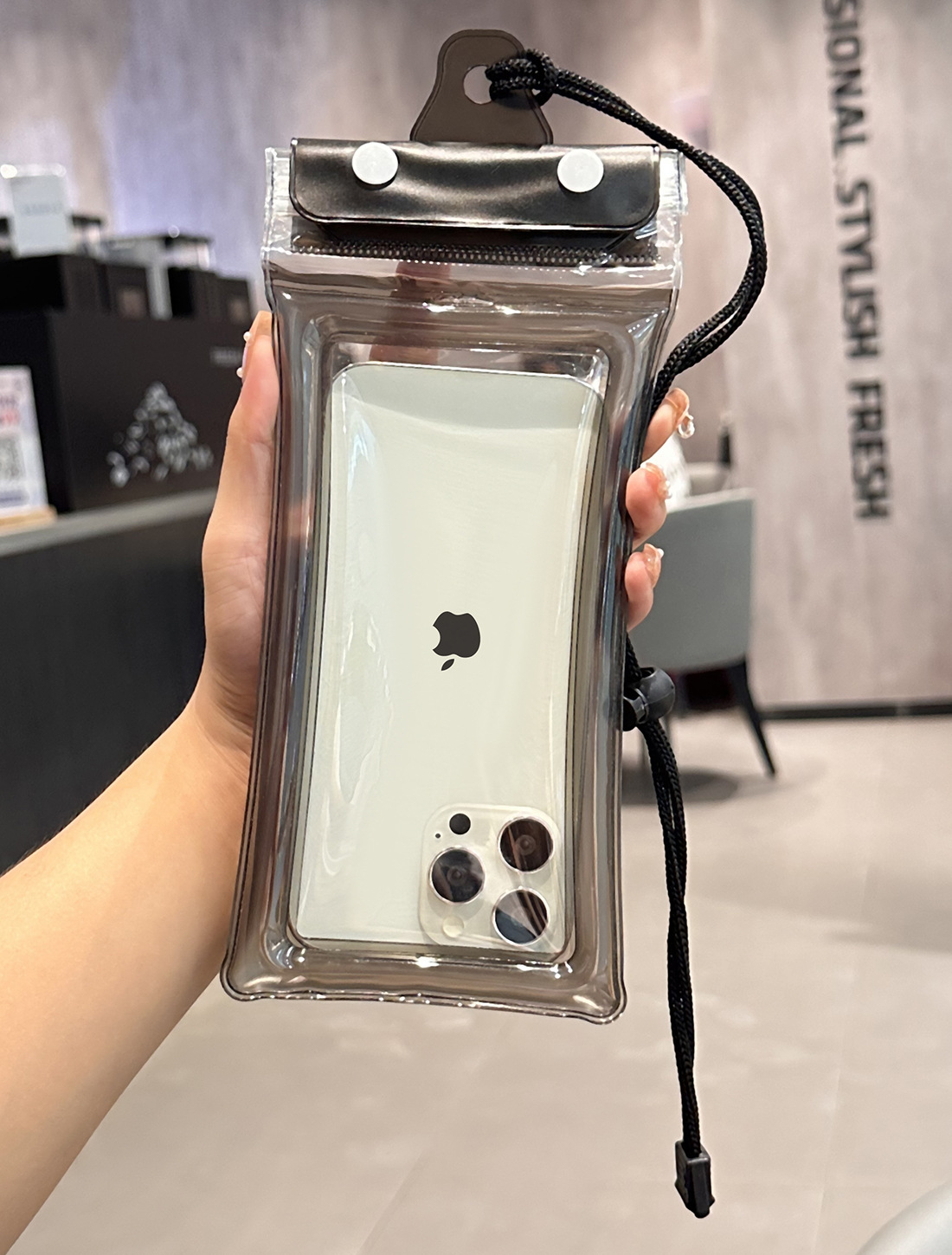 Picture of Cross-border Three Sealed Mobile Phone Waterproof Bag with Touch Screen, Swimming Air Bag, Rafting Halter, Waterproof Mobile Phone Case, Transparent
