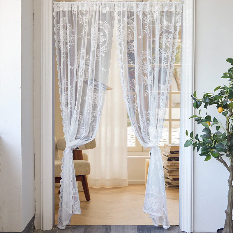 New French retro lace curtain bedroom decorative opaque window screen non-perforated partition gauze finished product wholesale