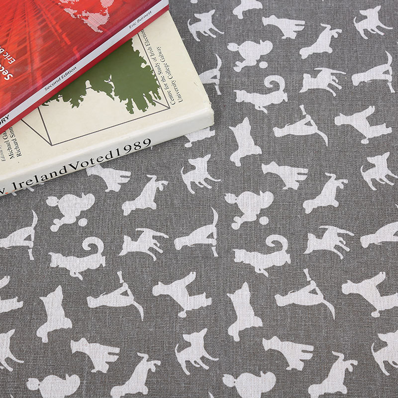Picture of Wholesale curtain background cloth animal pattern small fish small panda rabbit cotton linen fabric factory in stock