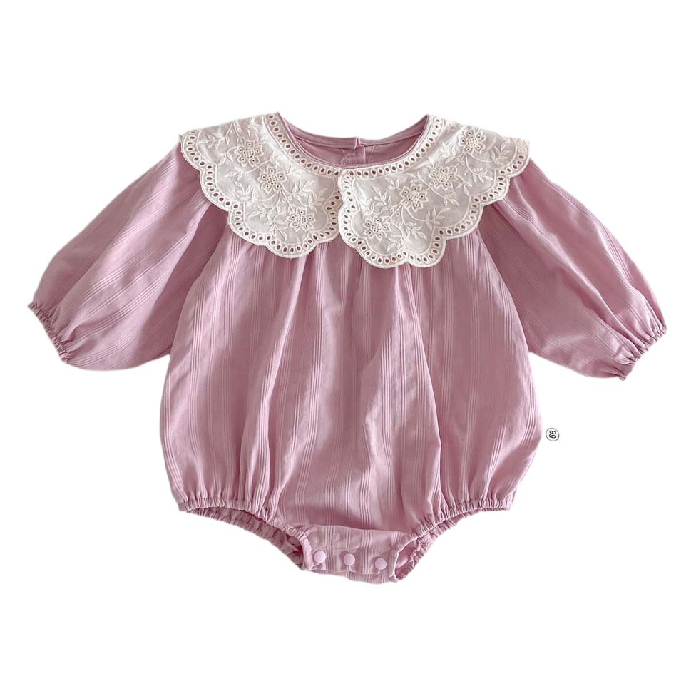 Baby Clothes Autum New Style Large Lapel Bag Fart Clothes Newborn Baby Girl Sweet Outing One-Piece Rompers