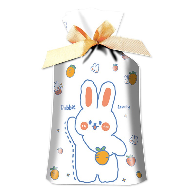 Cute Cartoon Cookie Packaging Bag Bundle Pocket Fresh Ribbon Drawstring Bag Nougat Snowflake Crisp Packaging Bag