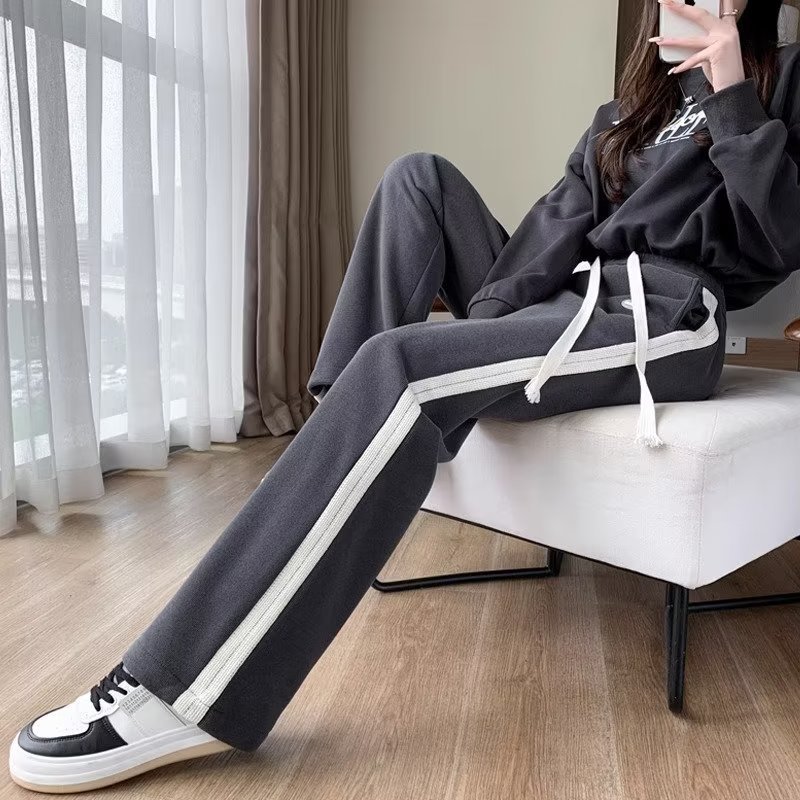 Sports pants girls summer 2024 new junior high school Senior high school students teenagers thin wide leg pants ins