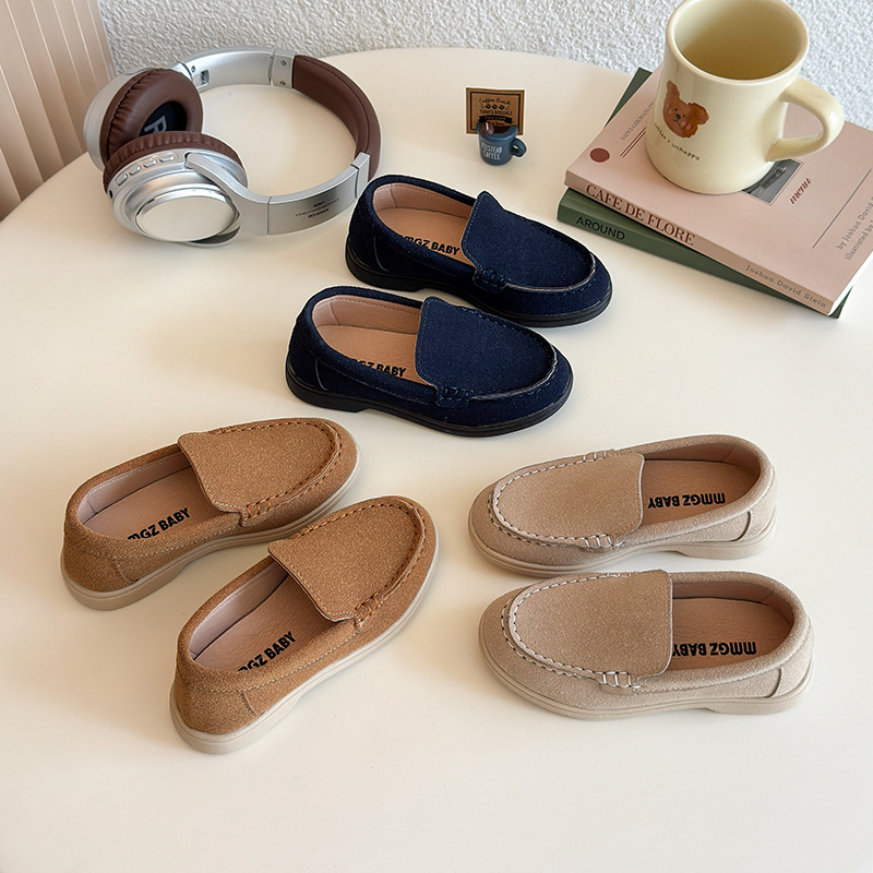 Children's Casual Leather Shoes 2025 Summer New Style Boys' Retro Simple Versatile Sneakers Girls' Wedge-Heeled Thick-Soled Leather Shoes