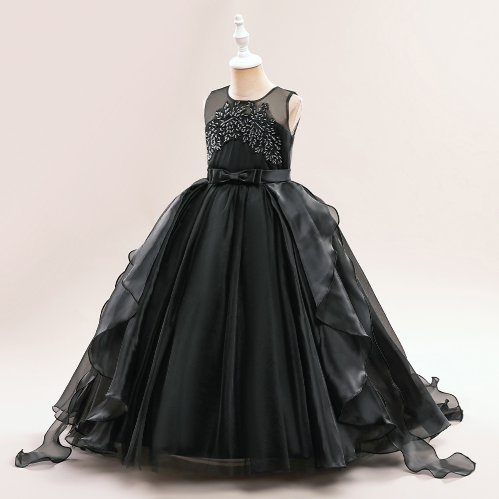 Picture of Children's Western-style Princess Dress Poncho Girl's Show Evening Dress Trailing Girl's Host Piano Performance Dress