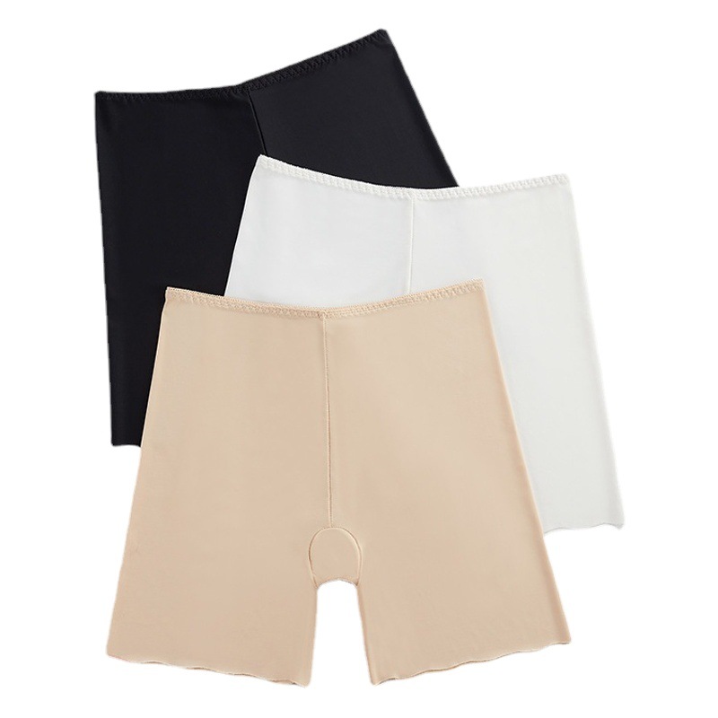 Seamless Ice Silk Safety Pants Women's White Leggings Summer Thin Non-roll Border Walking Hip Safety Shorts