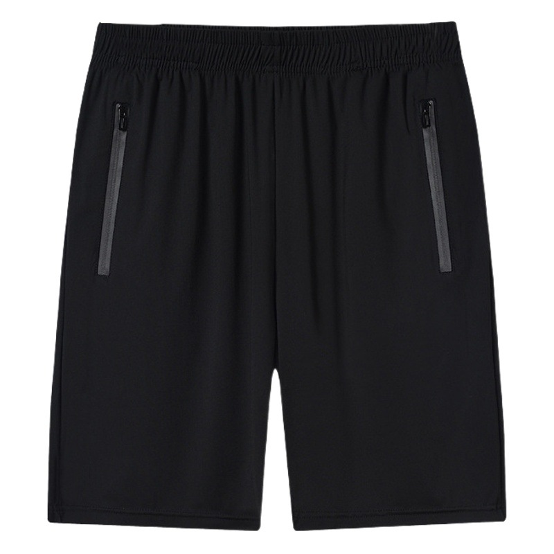 Summer Non-Liner Ice Silk Elastic Sports Men's Large Size Quick-Drying Spot Black Sports Casual Shorts Five-Quarter Pants