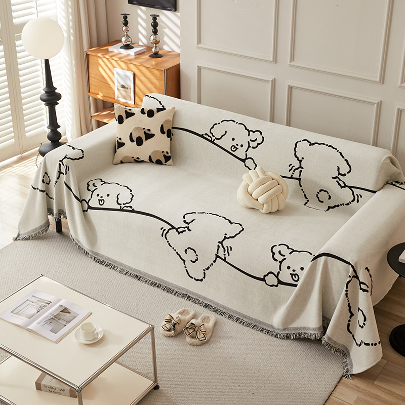 Nordic Simple Modern Sofa Towel Cartoon Sofa Cover Cloth for Four Seasons Universal Chenille Full-Covered Sofa Cover Blanket