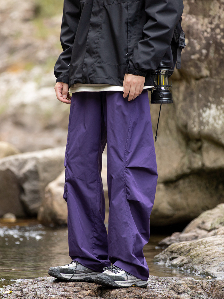 Men's Three-proof Waterproof Parachute Pants Thin Soft Shell Quick-drying Pants Women's Outdoor Hiking Sports Fishing Hiking Pants