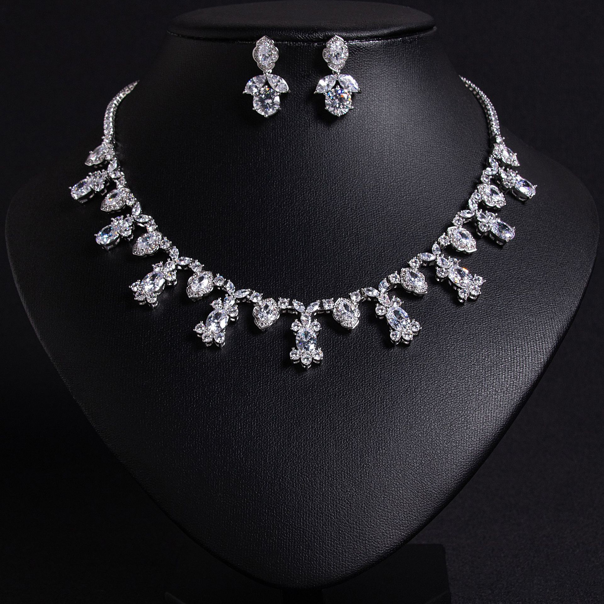 Picture of Foreign trade European and American wedding bride zircon necklace high-end jewelry women's necklace earrings luxury Joker jewelry wholesale