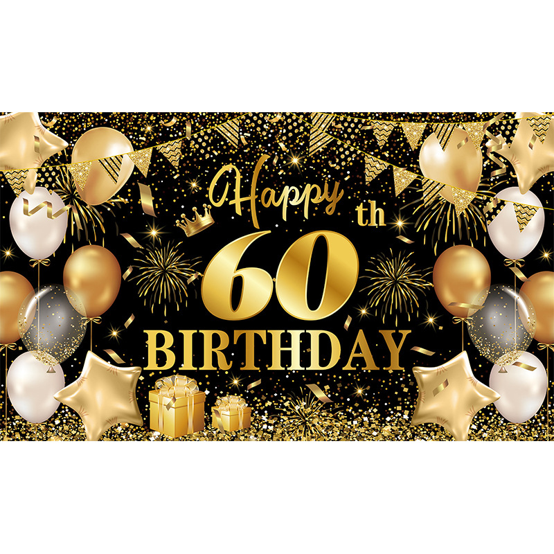 New BirthDay BackgrounD Cloth Black GolD 100D BirthDay Party BirthDay 18 21 30 40 50 60 Years OlD