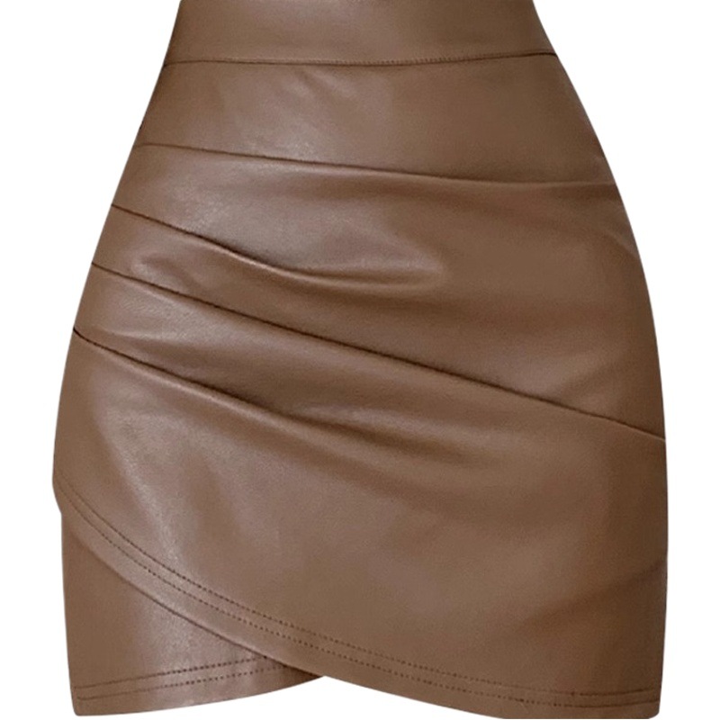 Small leather skirt skirt women's spring autumn and winter 2025 new high waist A- line black irregular hip skirt