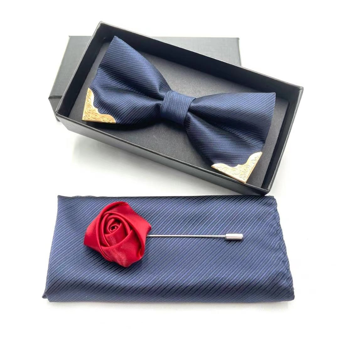 Picture of High-end wedding wedding bridegroom best man wine red British bow solid color men's bow tie formal suit trend