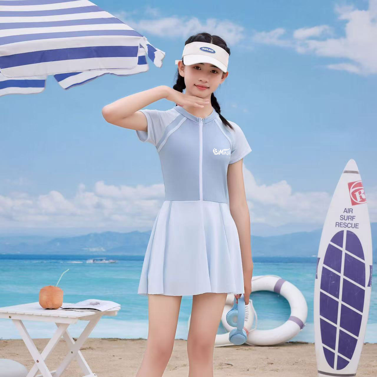 Picture of Children's Swimsuit with Chest Pad for Little Girls Warm Girls' Swimming Suit for Big Kids Hot Spring Skirt Princess Swimsuit