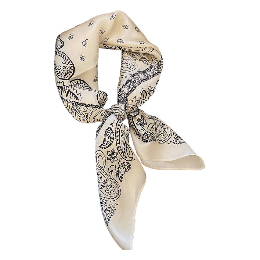 Vintage Cashew Flower High-grade Silk Square Scarf Women's Matching Shirt Silk Scarf Tie Bag Decorative Hair Band Autumn and Winter New Style