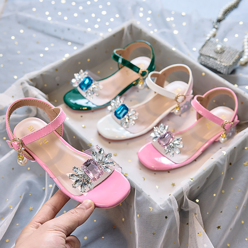 Girls' Sandals 2025 Summer New Girls Princess Shoes Large Children's Soft Sole Western Style Children's Casual High Heeled Shoes