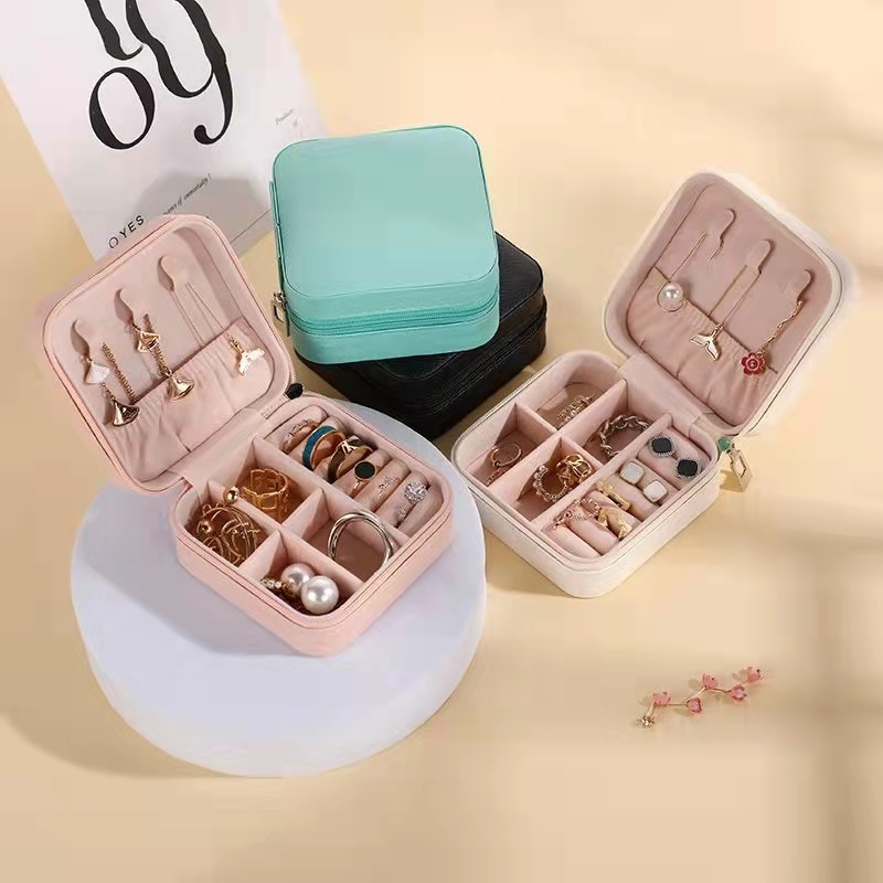 Picture of Jewelry Storage Box Pu Large Capacity Jewelry Packaging Earrings Necklace Portable Travel Jewelry Box Wholesale Zipper