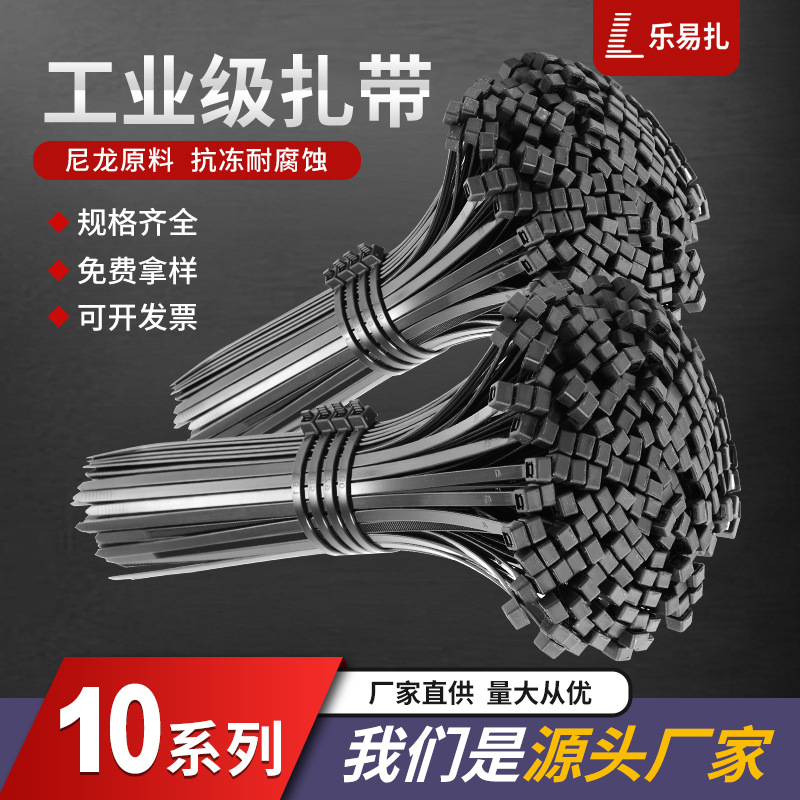Nylon Cable Ties 10*300*800*600 Self-Locking Plastic Water Pipe Bundling Straps, Thickened and Frost-Resistant