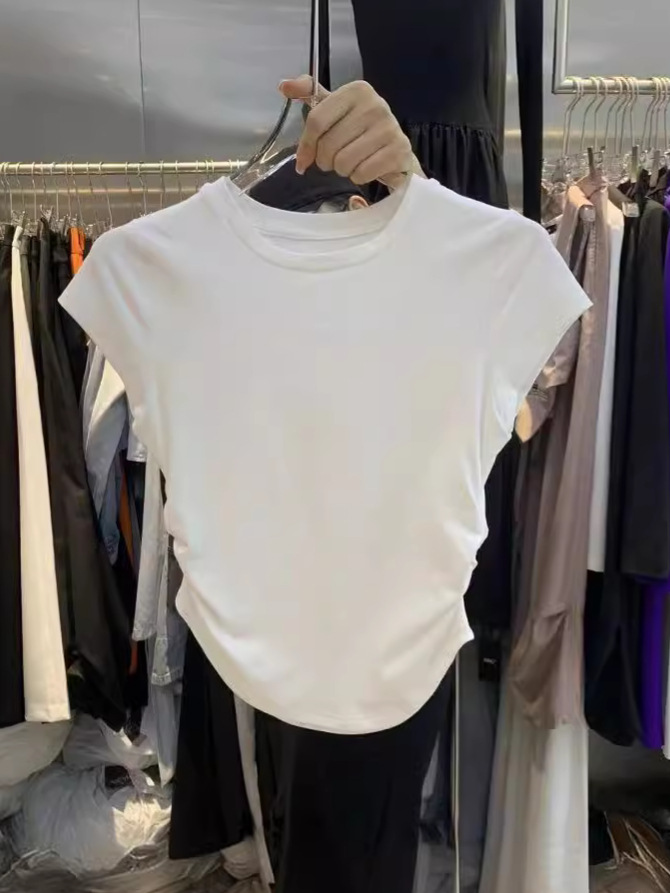 Ins Spice Girls Pure Wants Tight Waist T-shirt Short Sleeve Women's Summer New Solid Color Base Pullover Slim Fit Top Women's Fashion Wholesale
