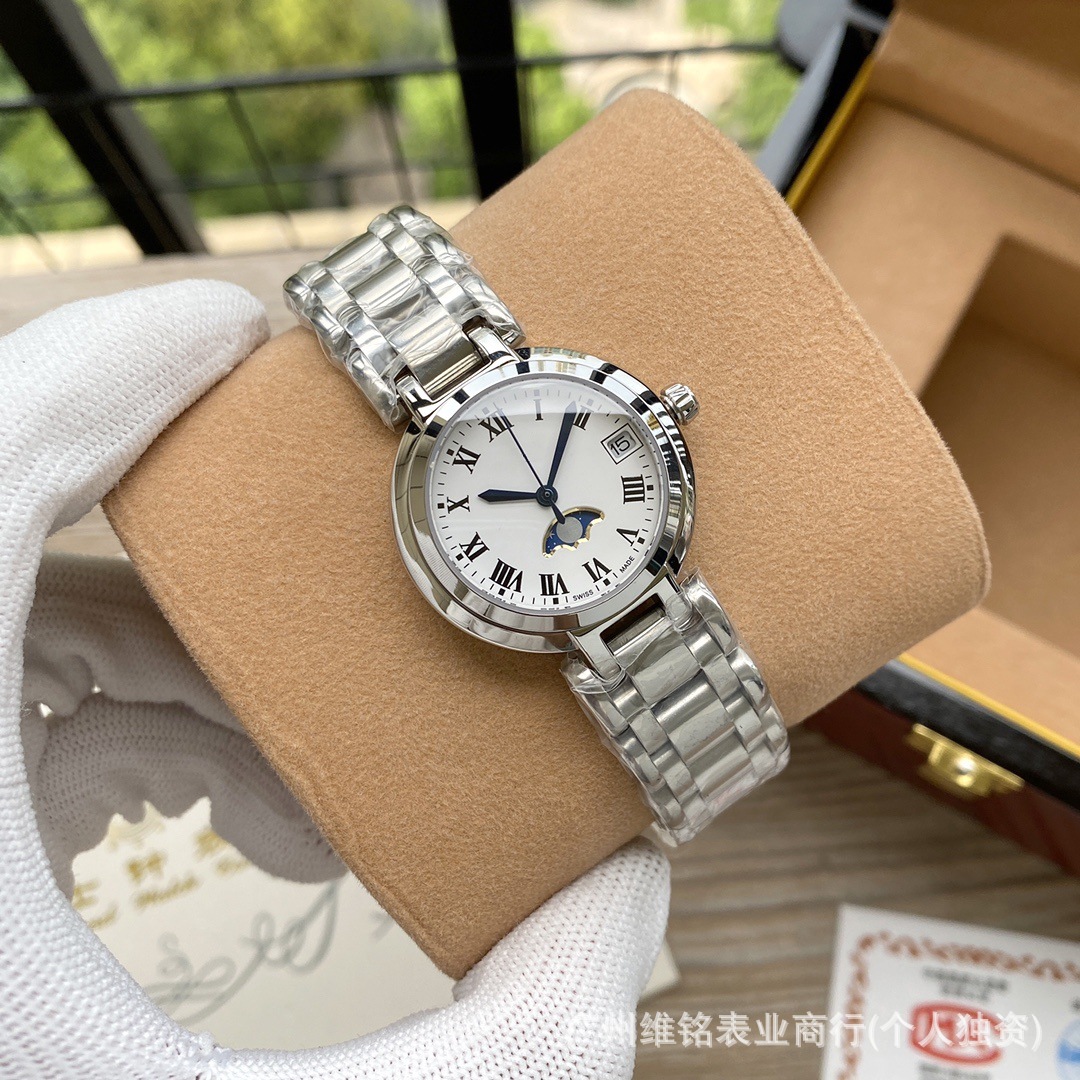 Picture of Heart Moon Series Watch Fashion Trendy Women's Watch with Steel Band, Calendar, Real Moon Phase Function, Sun Moon Star Danny Road Wristwatch