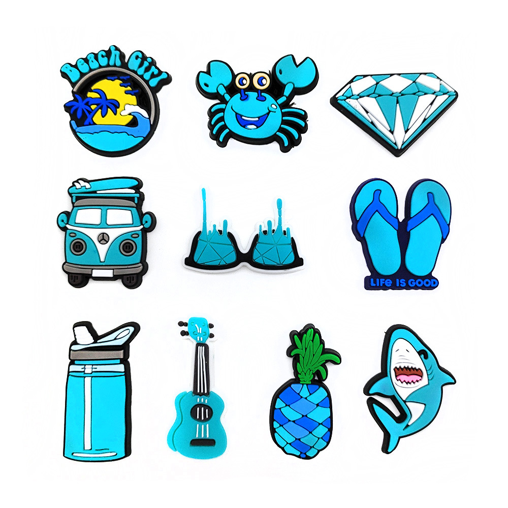 suit VSCO blue fresh DIY hole shoes shoes flower PVC soft rubber croc decorative buckle